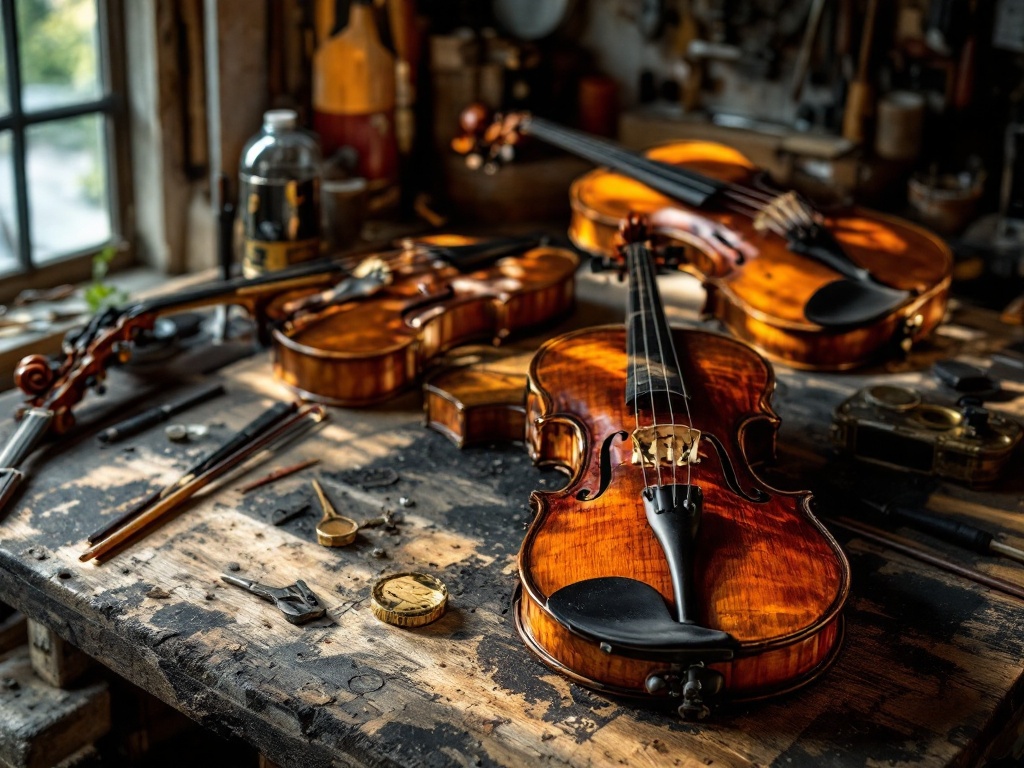 Historisches Streichinstrument bei der behutsamen Restaurierung